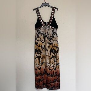 Unit Women’s Multicolor Sequined Top Maxi Dress Size Large Boho Granny Core VTG